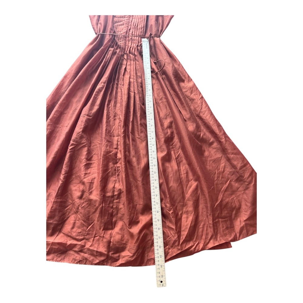 Banana Republic Pintuck Organza Midi Dress Arabian Spice Pumpkin Medium Lined - Picture 11 of 16